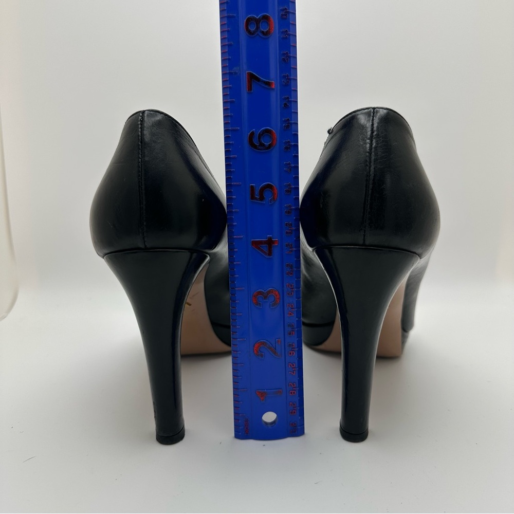 Prada Sz 9/EU 39 Black Leather Platform Pumps Chunky High Heel - Picture 5 of 9